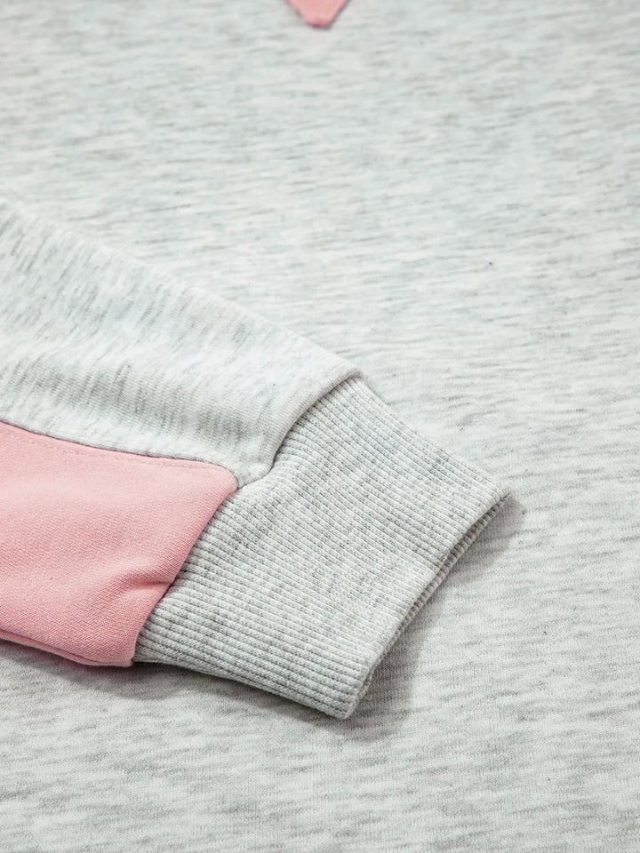 Color Block Long Sleeve Sweatshirt and Shorts Set
