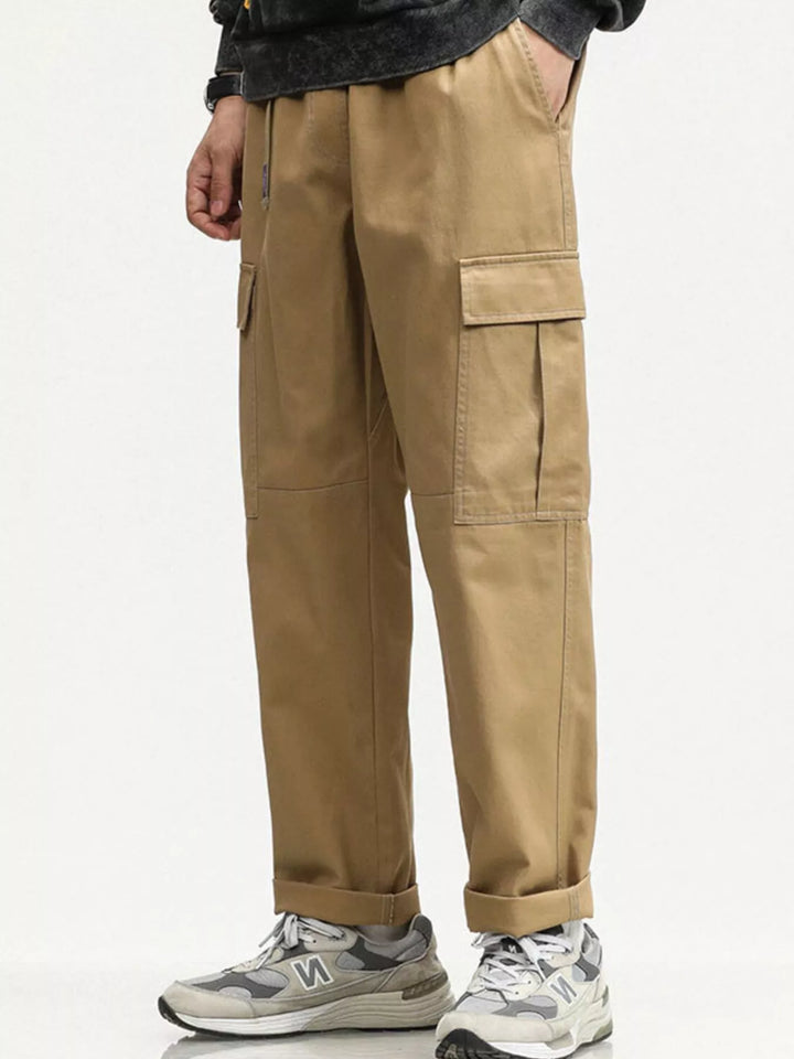 Men's Full Size Casual Cargo Pants with Elastic Waist Plus Size