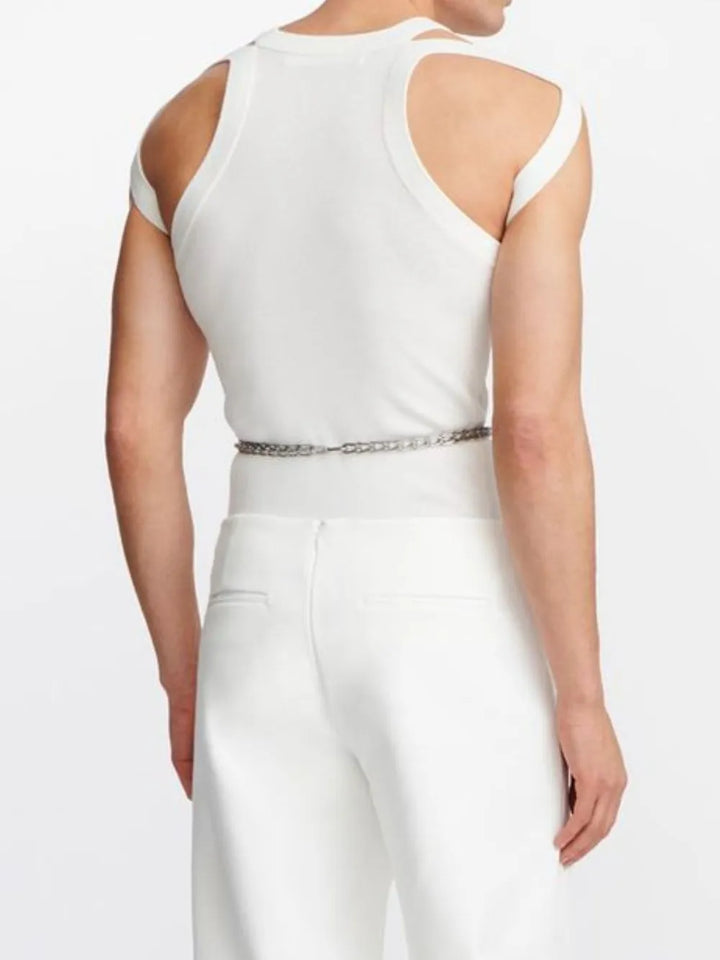 Men's Full Size Cutout Round Neck Tank Plus Size