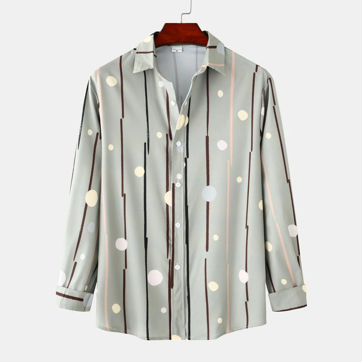 Men's Striped Polka Dot Button-Down Shirt