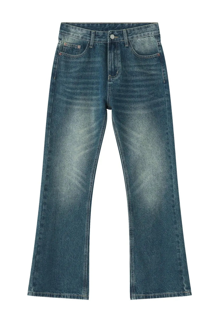 Men's Vintage Wash Straight Leg Jeans with Pockets