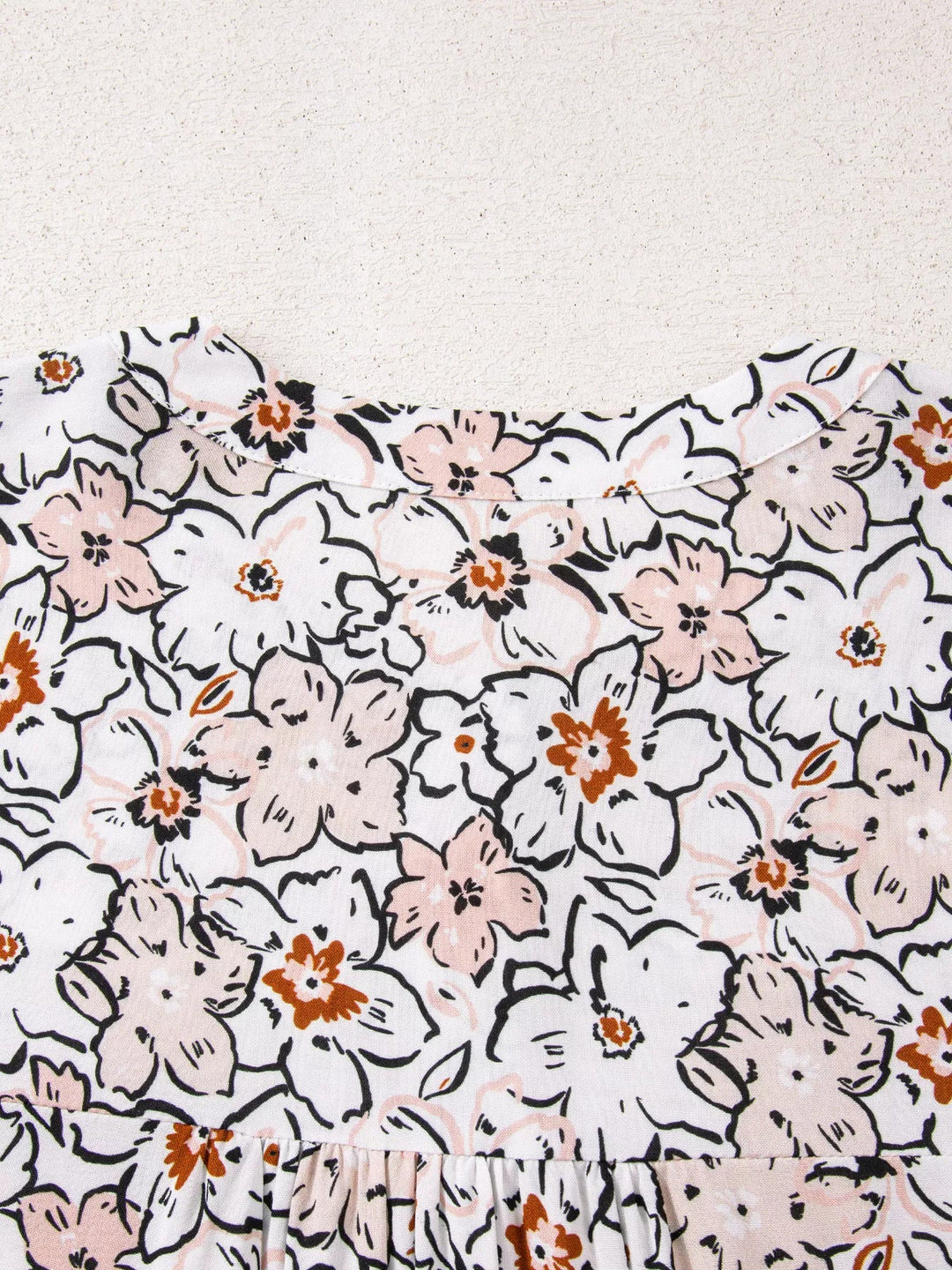 Floral Print Frilled Puff Sleeve Button Down Shirt