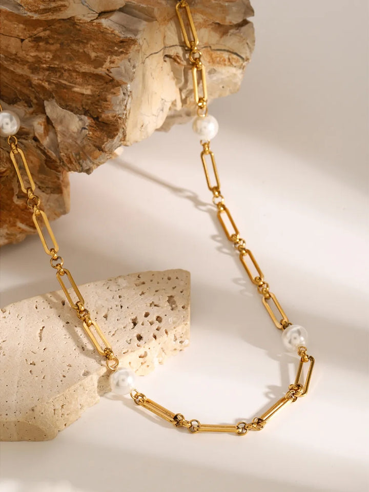 Stainless Steel Pearl Chain Necklace