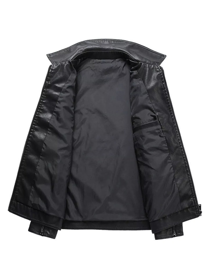 Men's Plus Size Zip Up Leather Jacket