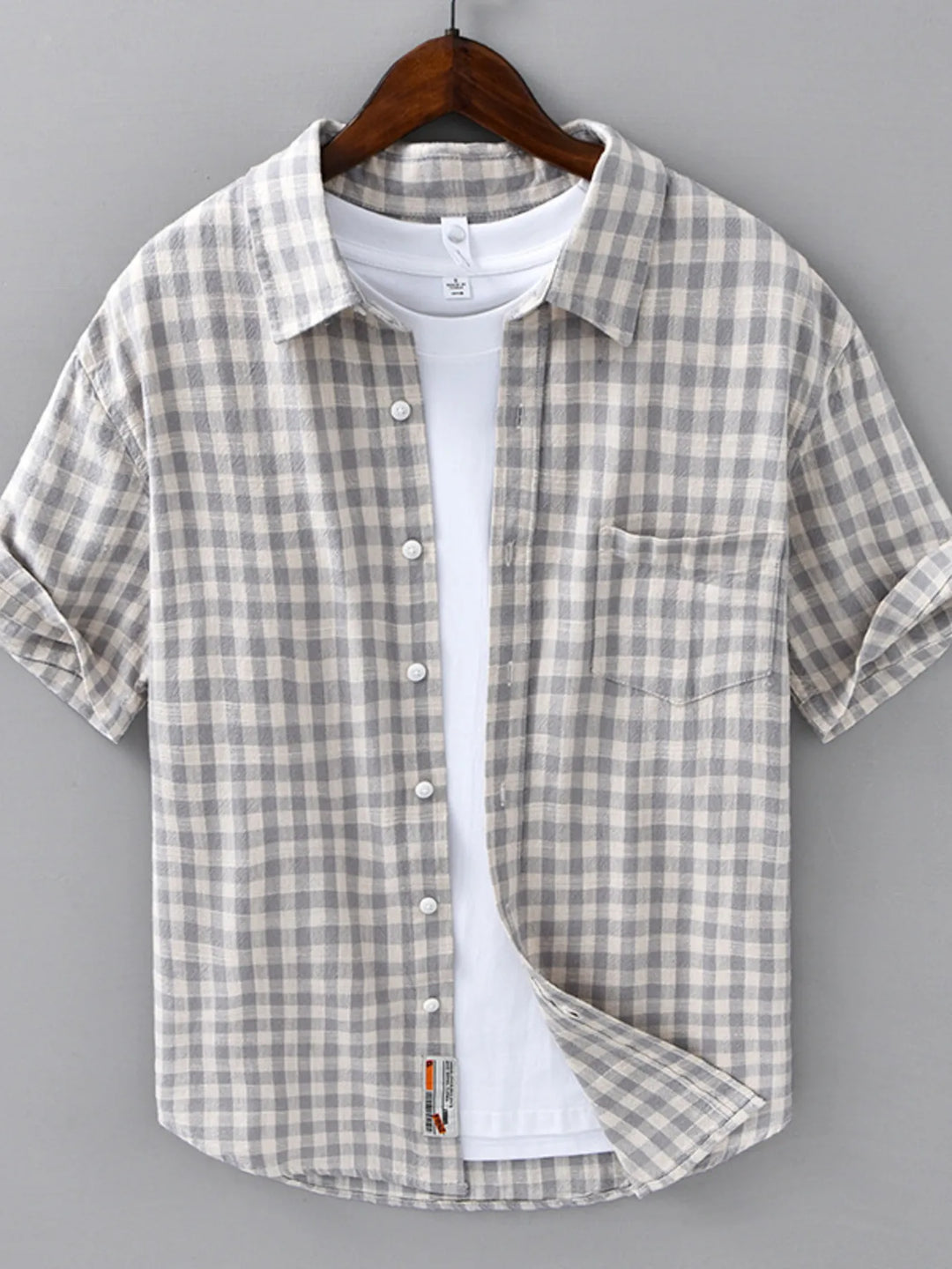 Men's Plus Size Plaid Button Up Short Sleeve Shirt