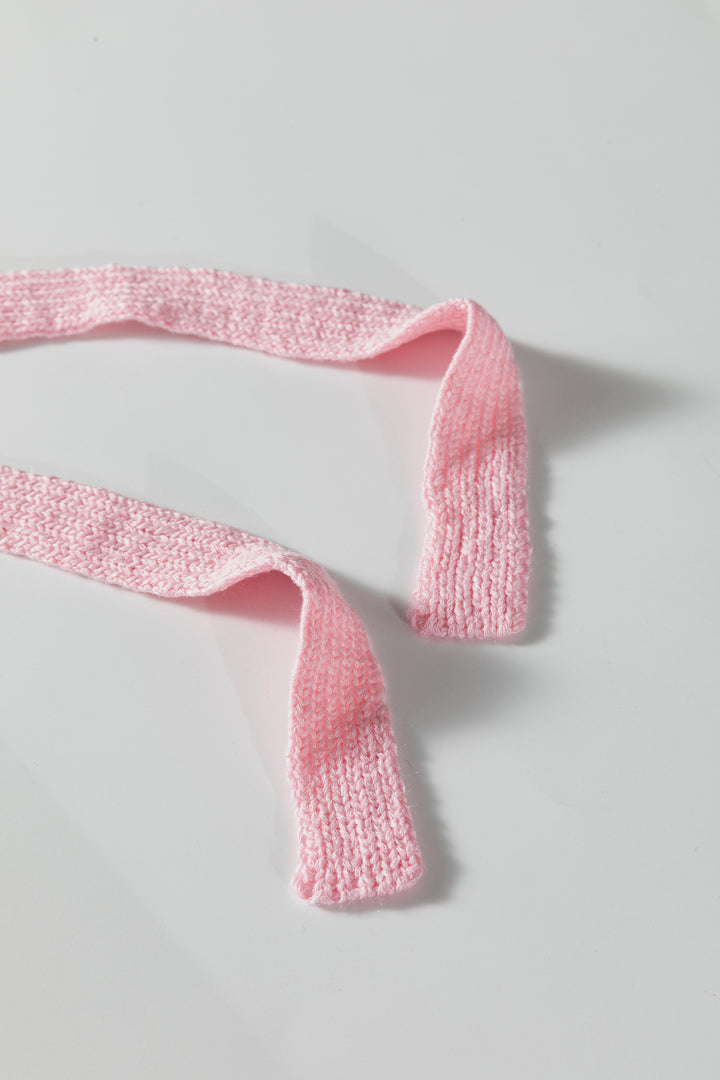 Pink Plus Size Open Knit Bow Tie Short Sleeve Sweater
