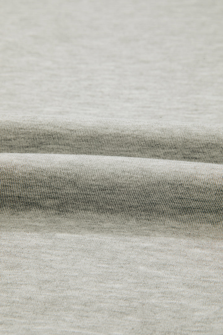 Light Grey Plus Size Thread Embroidered Drop Shoulder Round Neck Sweatshirt