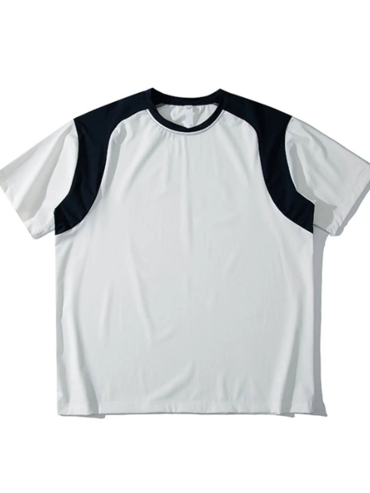 Men's Contrast Round Neck Short Sleeve T-Shirt