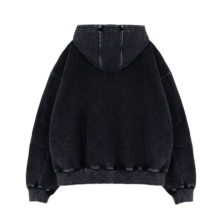 American-style Vintage Washed-and-distressed Cardigan Zip-up Hoodie