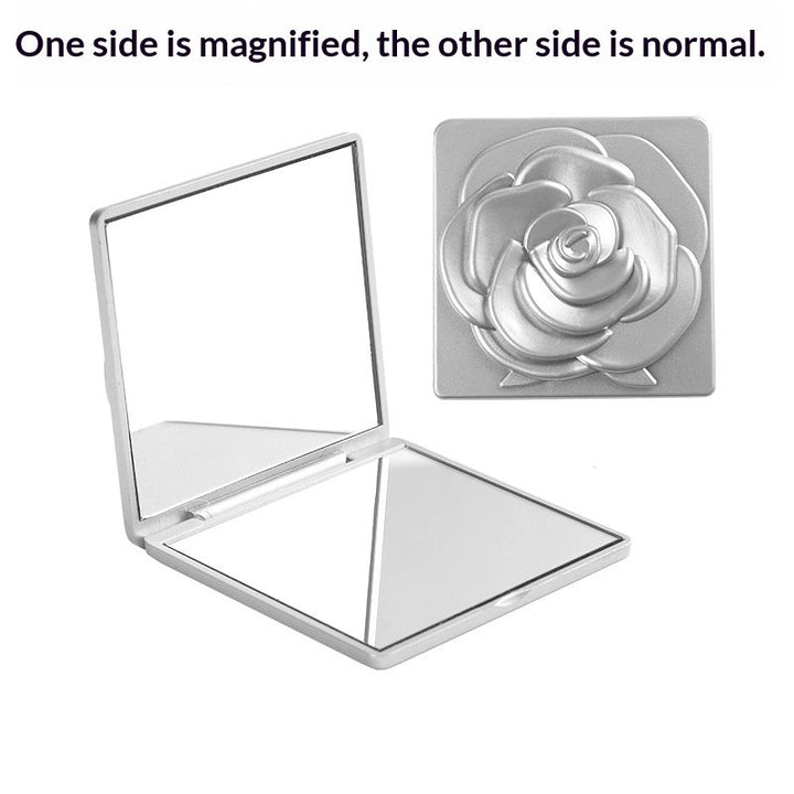 Portable Folding Mirror With Electroplated Rose Design