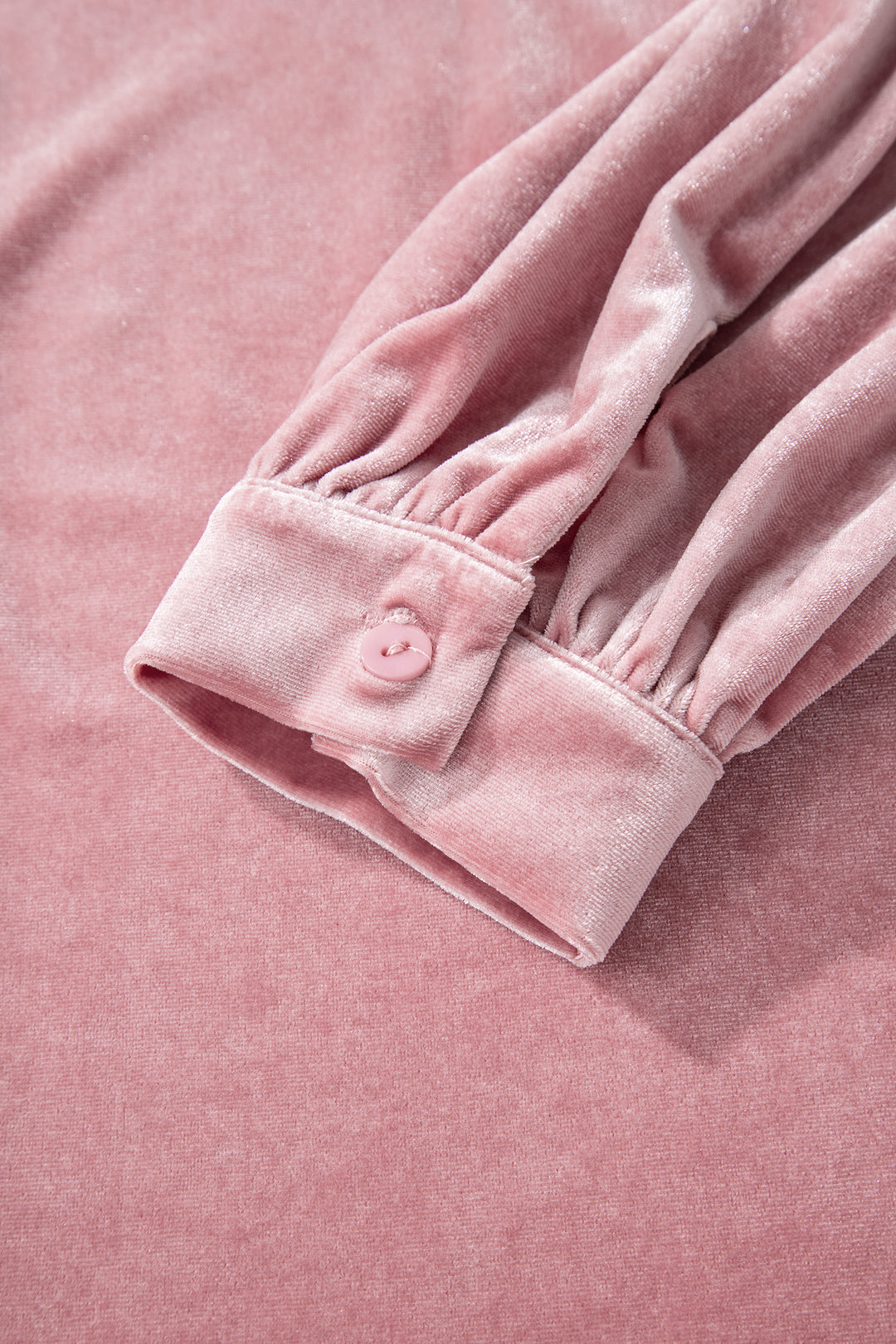Fushia Solid Color Velvet Ribbon Bow Knot Long Sleeve Blouse