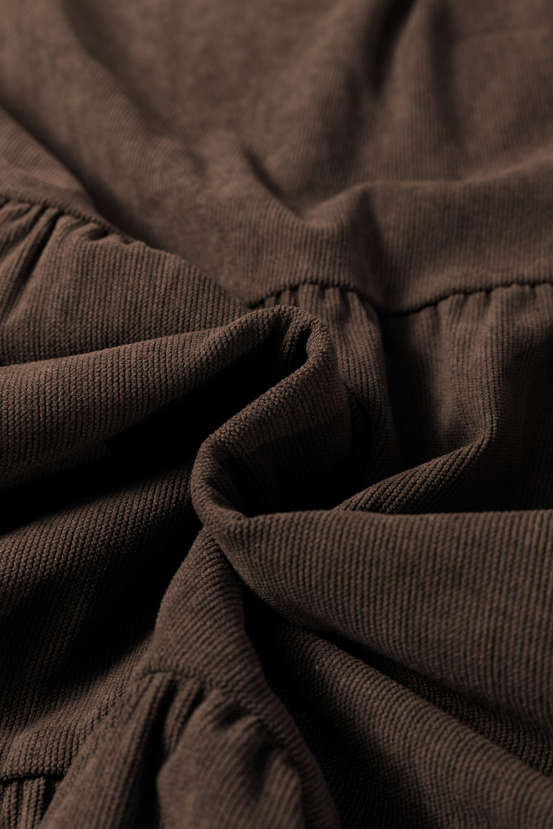 Dark Brown Lantern Sleeve Tiered Mini Dress