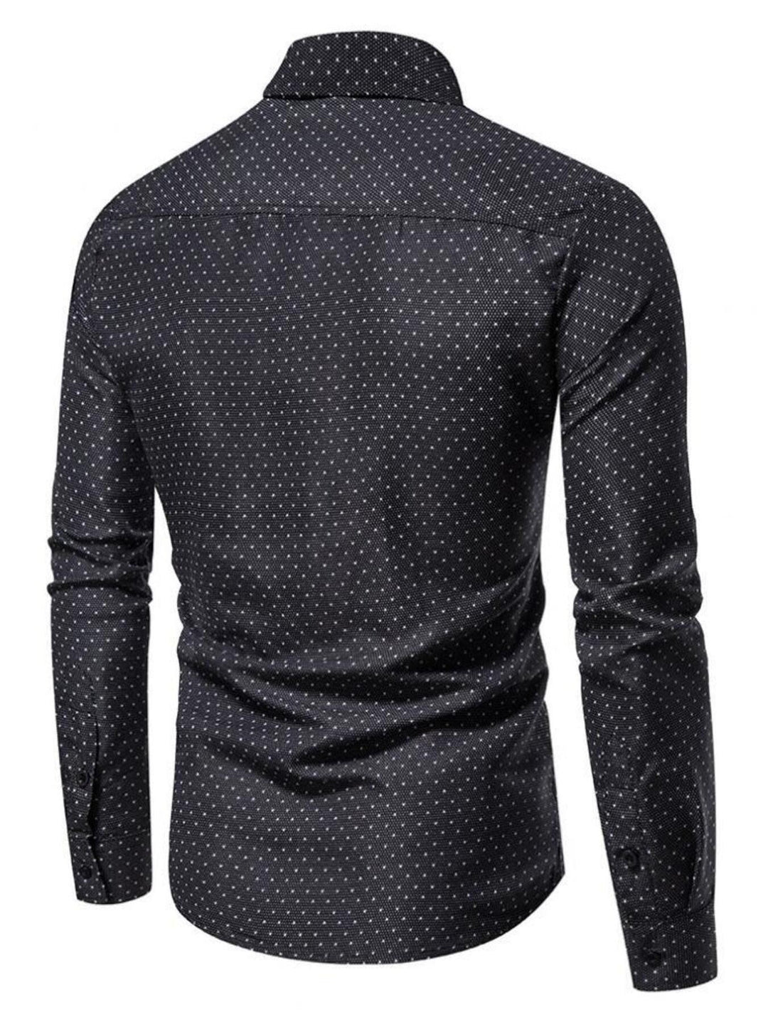 Men's Slim Fit Dotted Pattern Long Sleeve Shirt