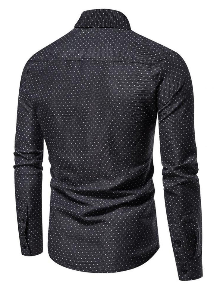 Men's Slim Fit Dotted Pattern Long Sleeve Shirt
