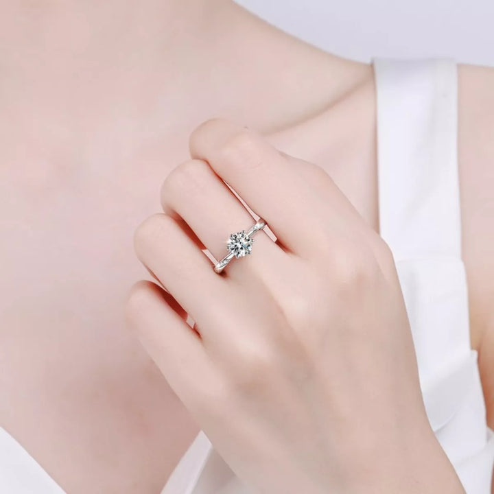 1 Carat Moissanite 925 Sterling Silver Ring