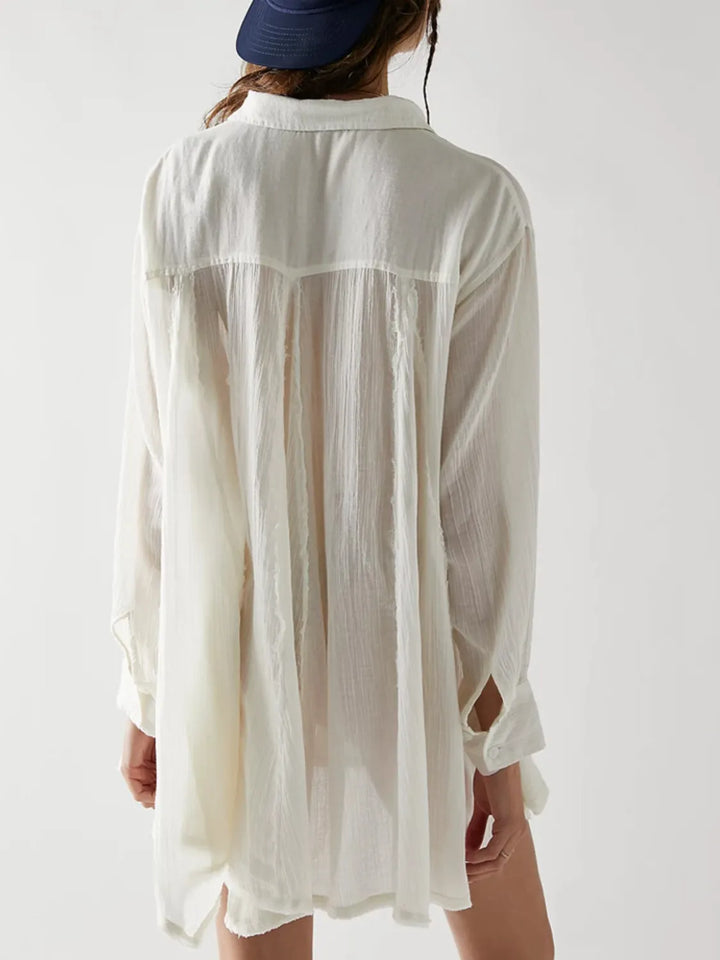 Textured Button-Down Shirt Dress