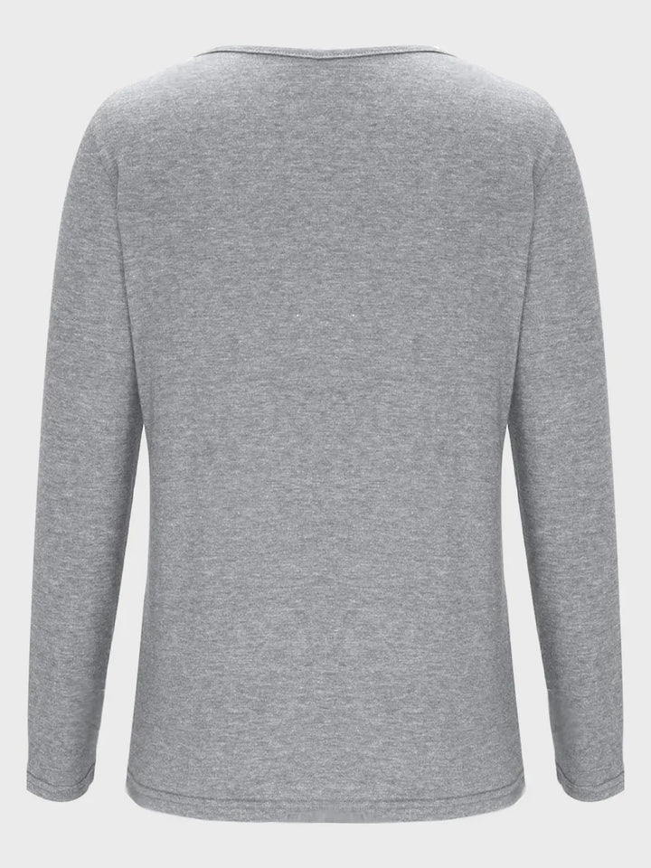 Crisscross V-Neck Long Sleeve T-Shirt