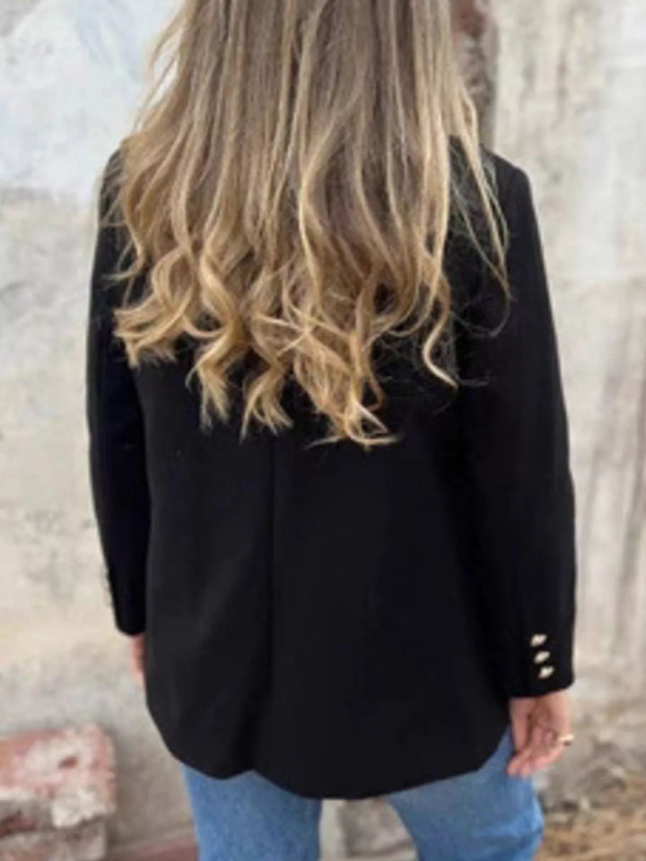 Full Size Double Breasted Long Sleeve Blazer Plus Size