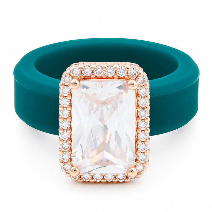 Silicone Inlaid Square Zircon Ring