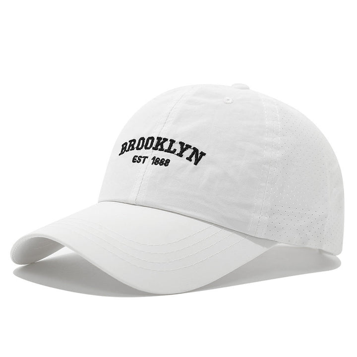 Men's And Women's Slim-fit Mesh Embroidered Letter Brooklyn Fashion Streetwear Baseball Cap Suitable For Daily Commuting, Outdoor Camping, And Weekend Outings.