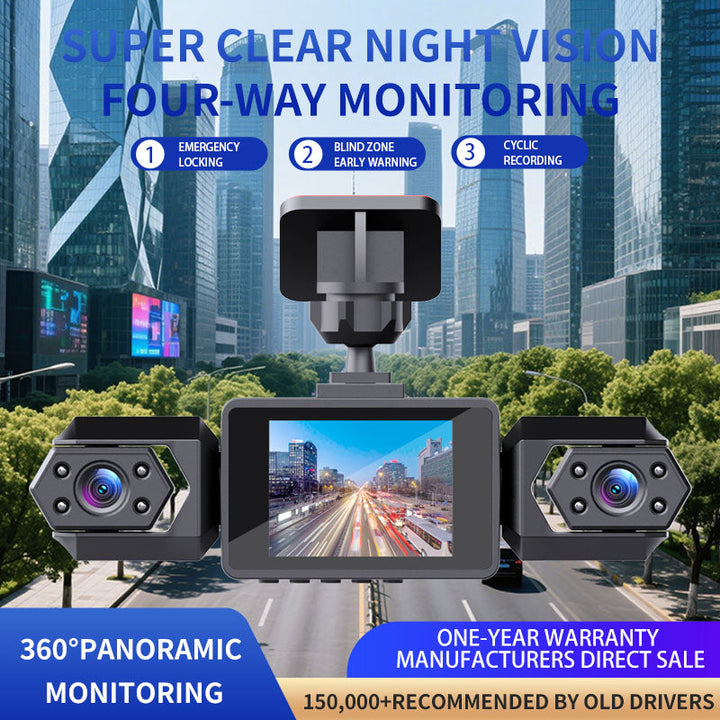 1080P High-definition Driving Recorder With Four Lenses, High-definition Night Vision, Front, Back, Left, Right Recording