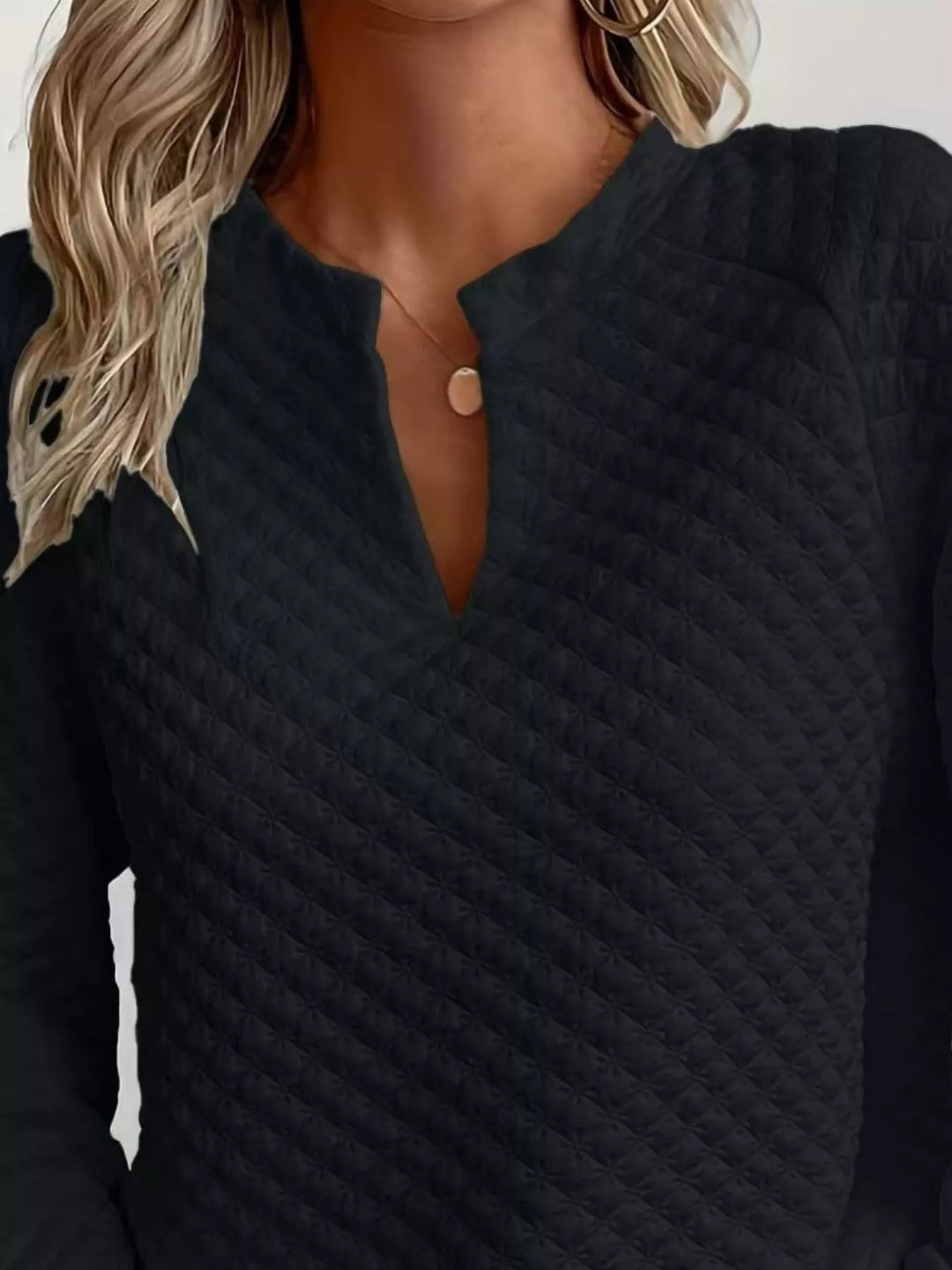 Notched Raglan Sleeve Sweatshirt