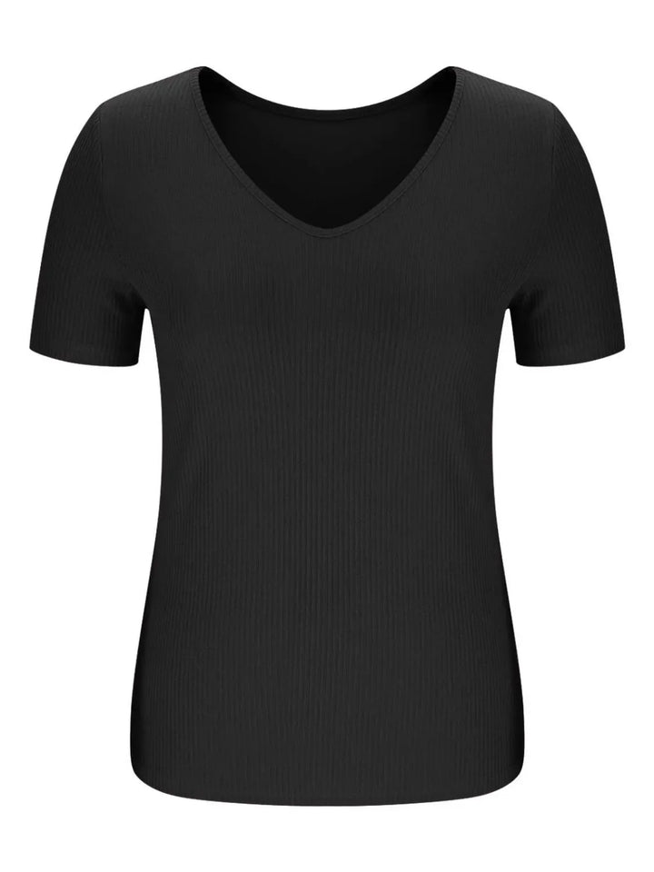 Solid V-Neck Short Sleeve T-Shirt