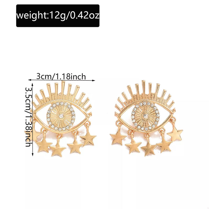18K Gold-Plated Evil Eye Star Earrings