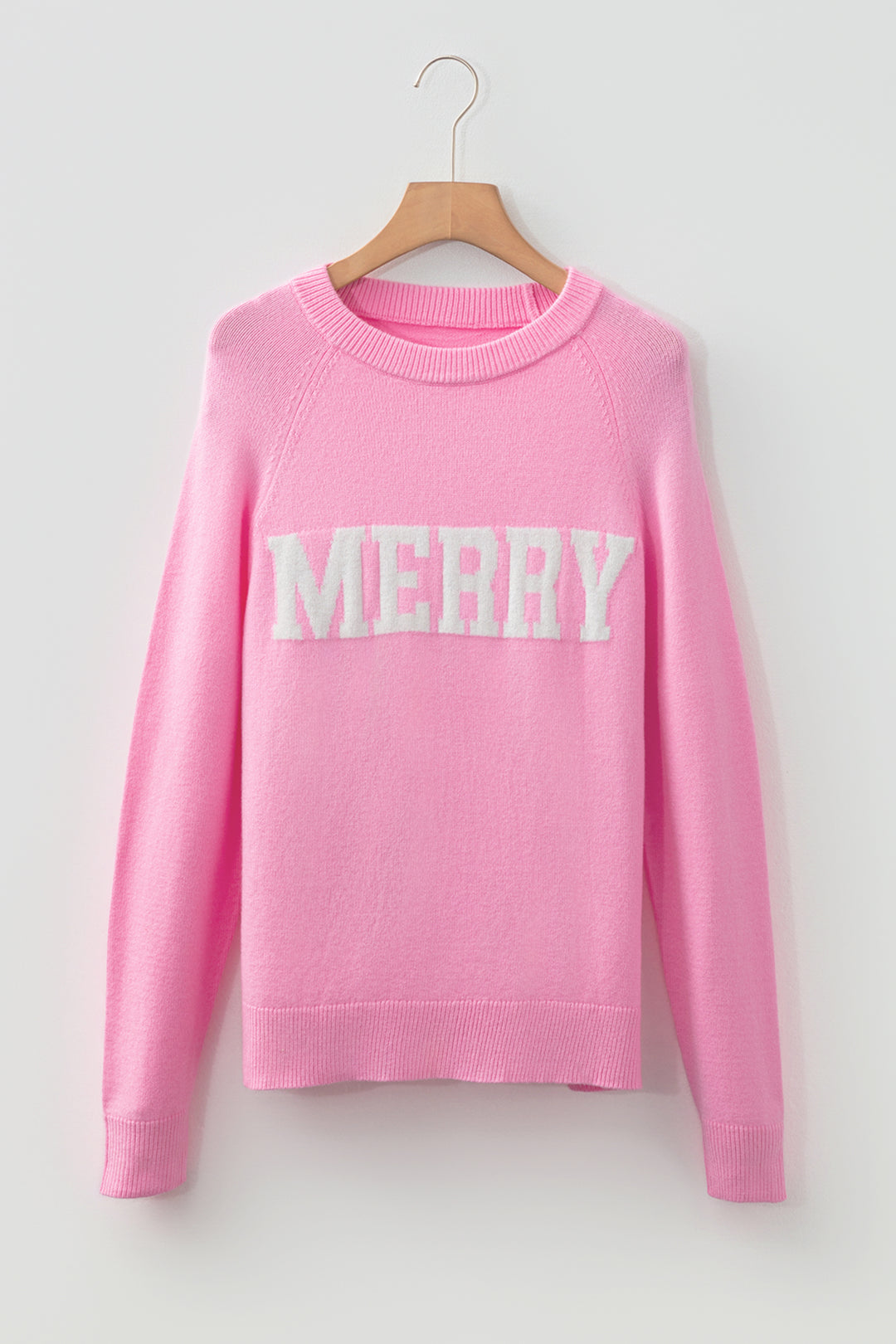 Bonbon MERRY Letter Pattern Christmas Raglan Sleeve Sweater