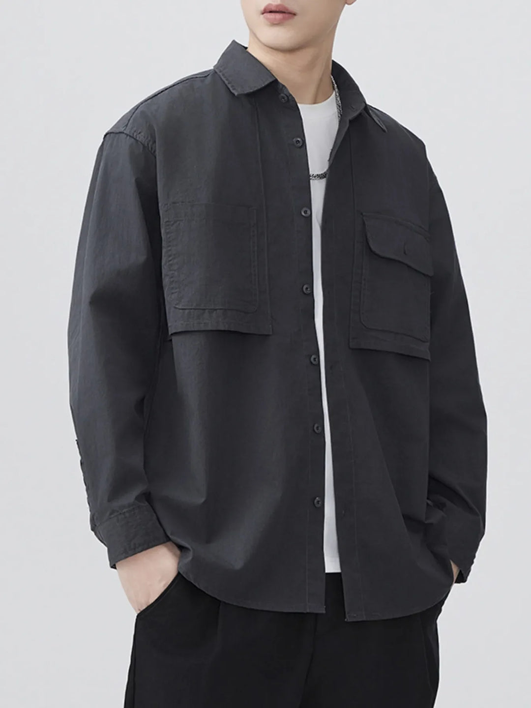 Men's Plus Size Button Up Long Sleeve Shirt
