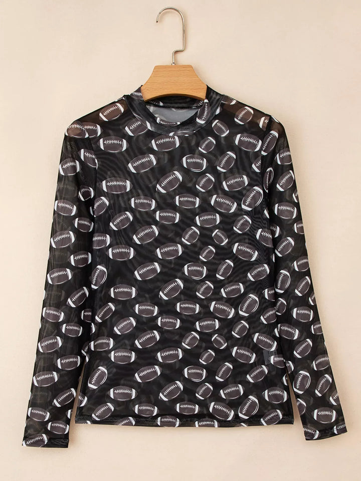 Game Day Mesh Sheer Long Sleeve Top