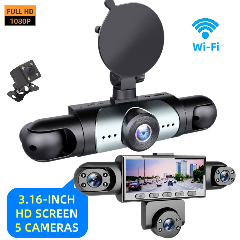 Five Camera Driving Recorder, 1080P High-definition Night Vision, Mobile App For Viewing Videos