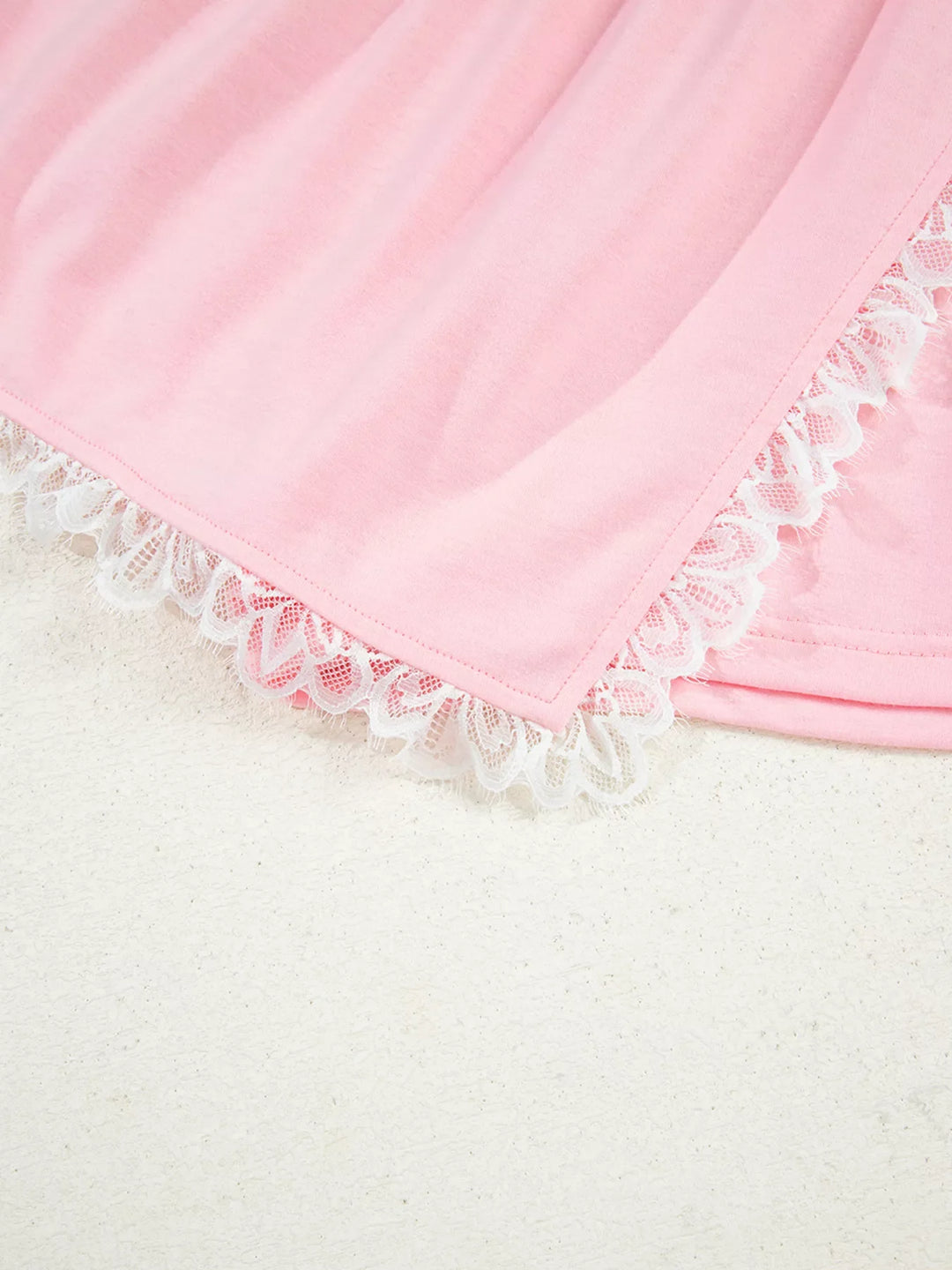 Peter Pan Lace Embellished Neck Sweatshirt and Skirt Two Piece Set