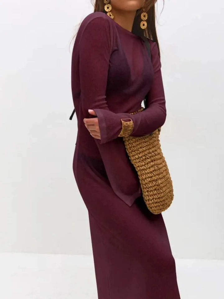 Backless Long Sleeve Maxi Cover-Up