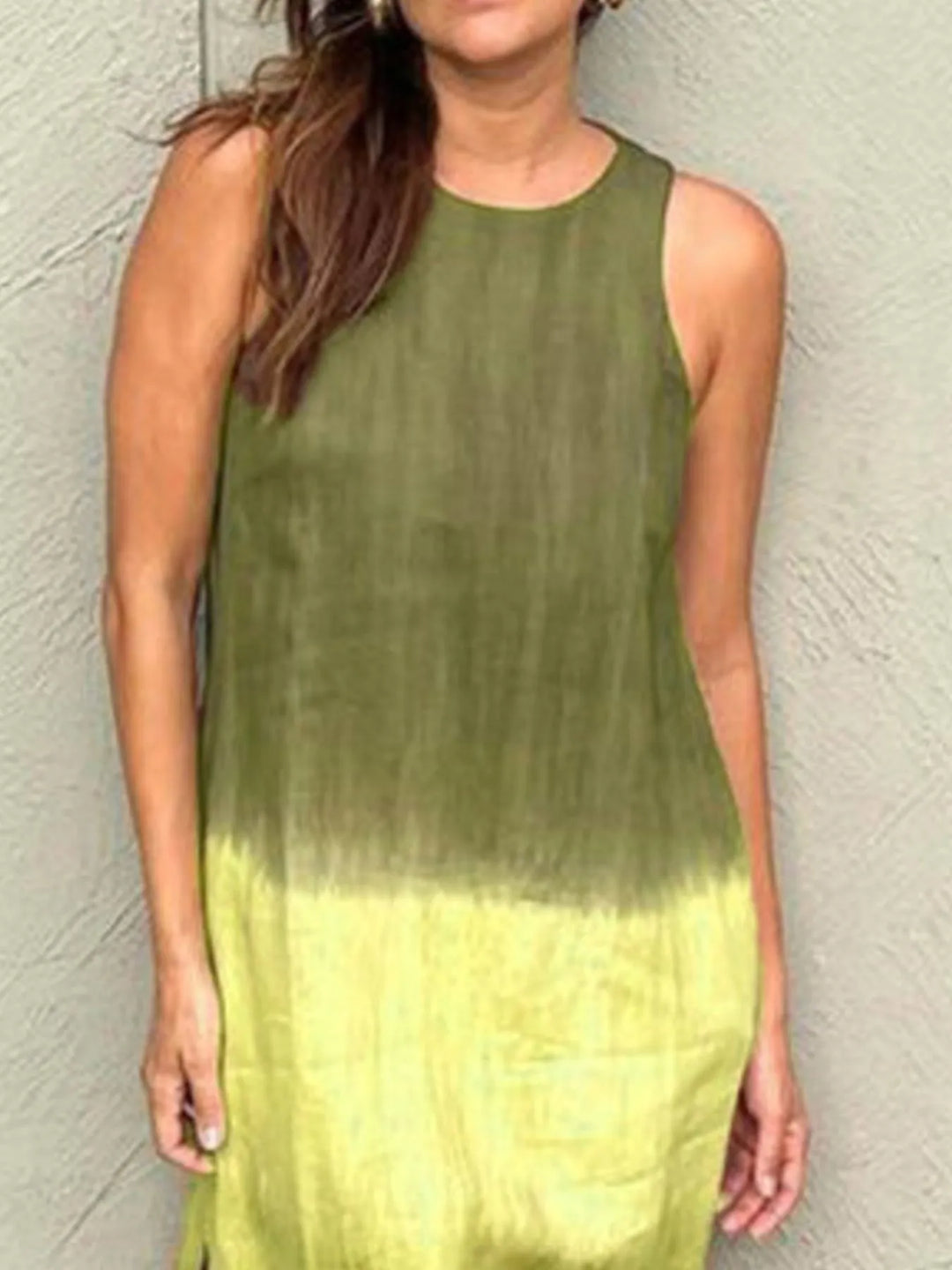 Full Size Sleeveless Gradient Tank Midi Dress Plus Size
