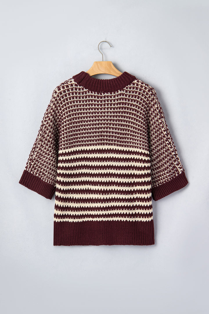 Red 3/4 Draped Sleeve Slouchy Sweater