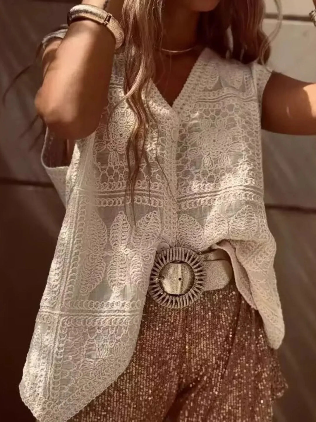 Crochet Lace V-Neck Vest
