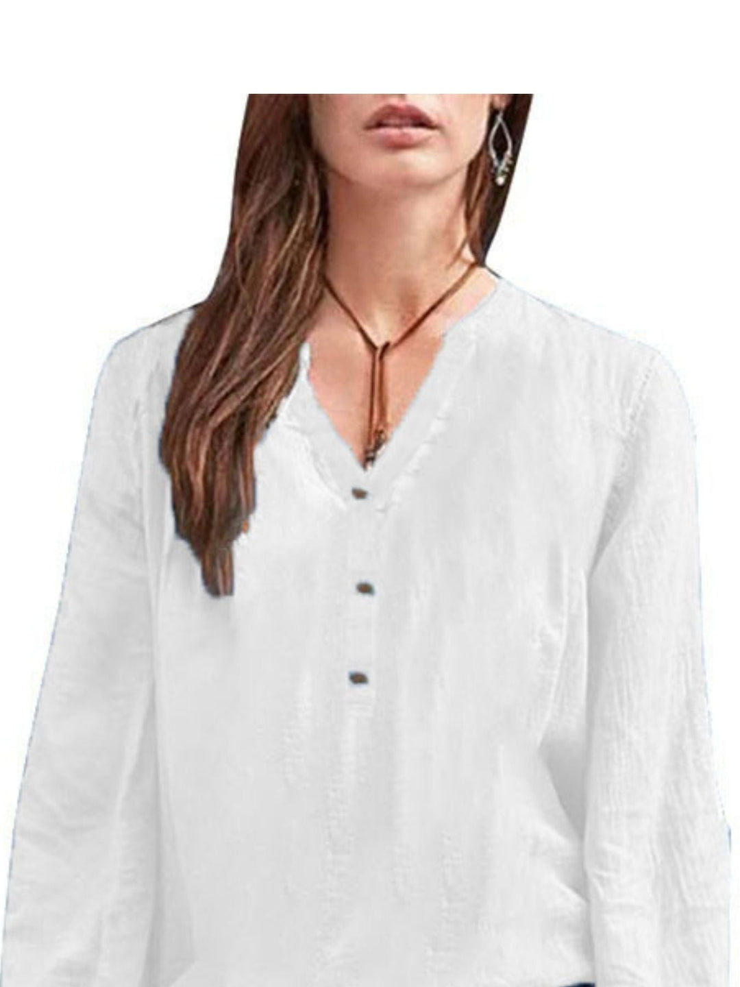 Full Size Notched Long Sleeve Blouse Plus Size