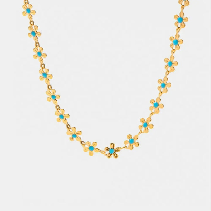 Titanium Steel Drip Oil Flower Necklace