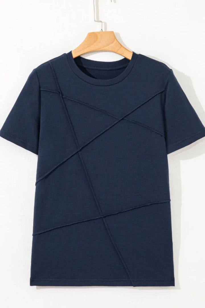 Solid Color Round Neck T Shirt