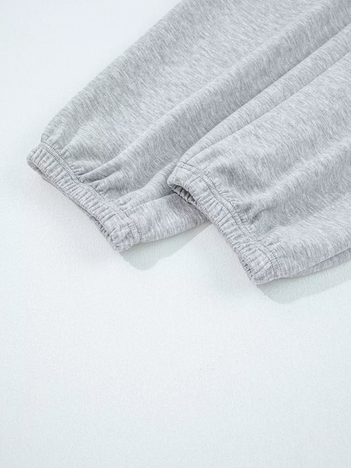 Zip Collar Long Sleeve Top and Drawstring Pants Set