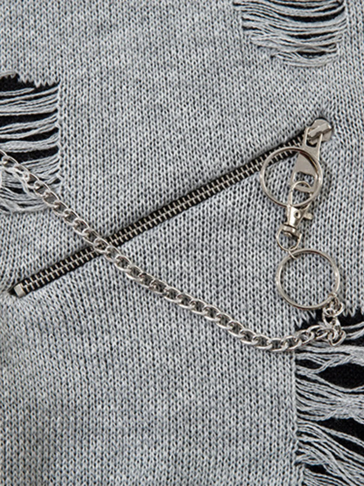 Men's Distressed Chain Detail Oversized Sweater