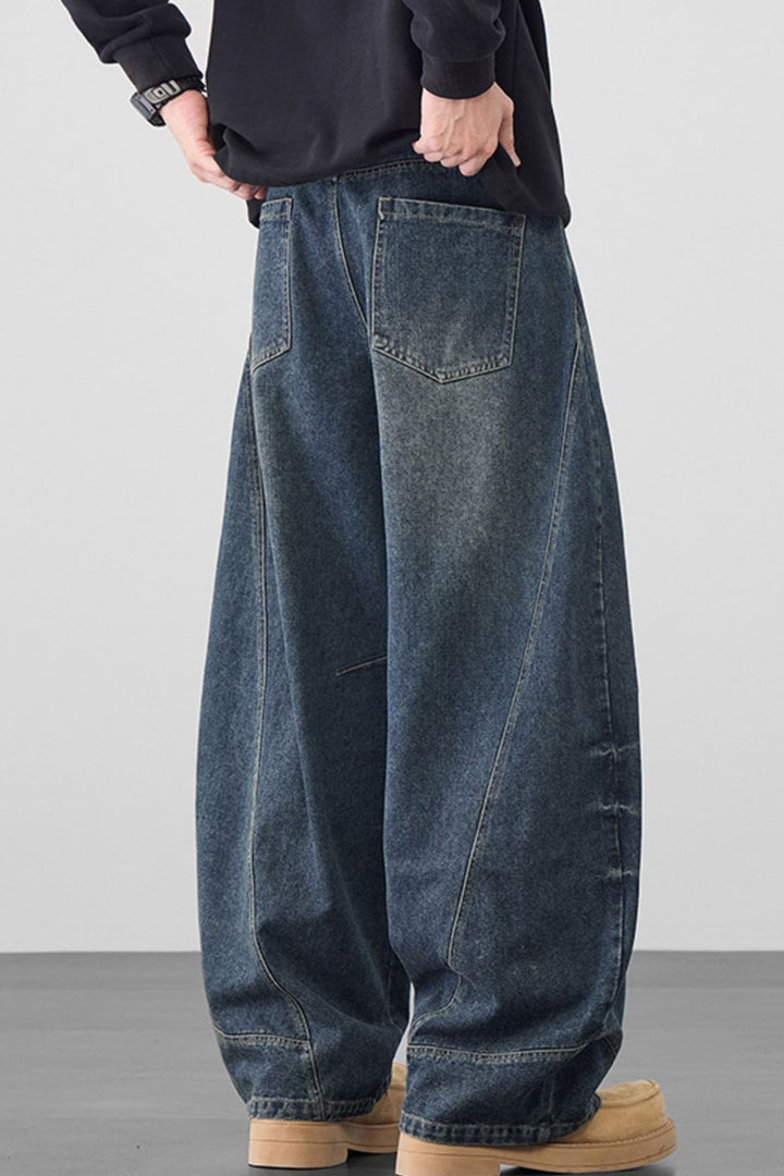 Men's Plus Size Vintage Washed Wide Leg Jeans