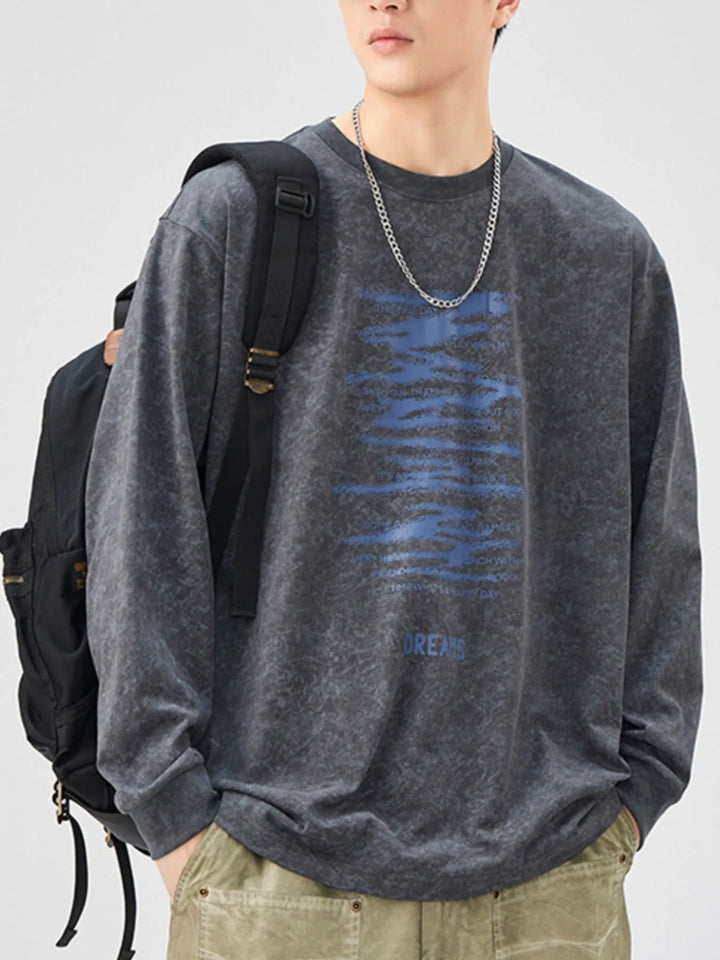 Men's Plus Size Graphic Round Neck Long Sleeve T-Shirt