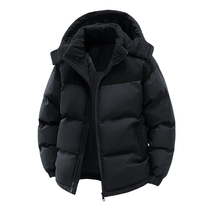 Thick Corduroy Patchwork Jacket Winter Zip-up Stand Collar Coat Casual Commuter Long-sleeved Cardigan Top Outwear Women's Clothing