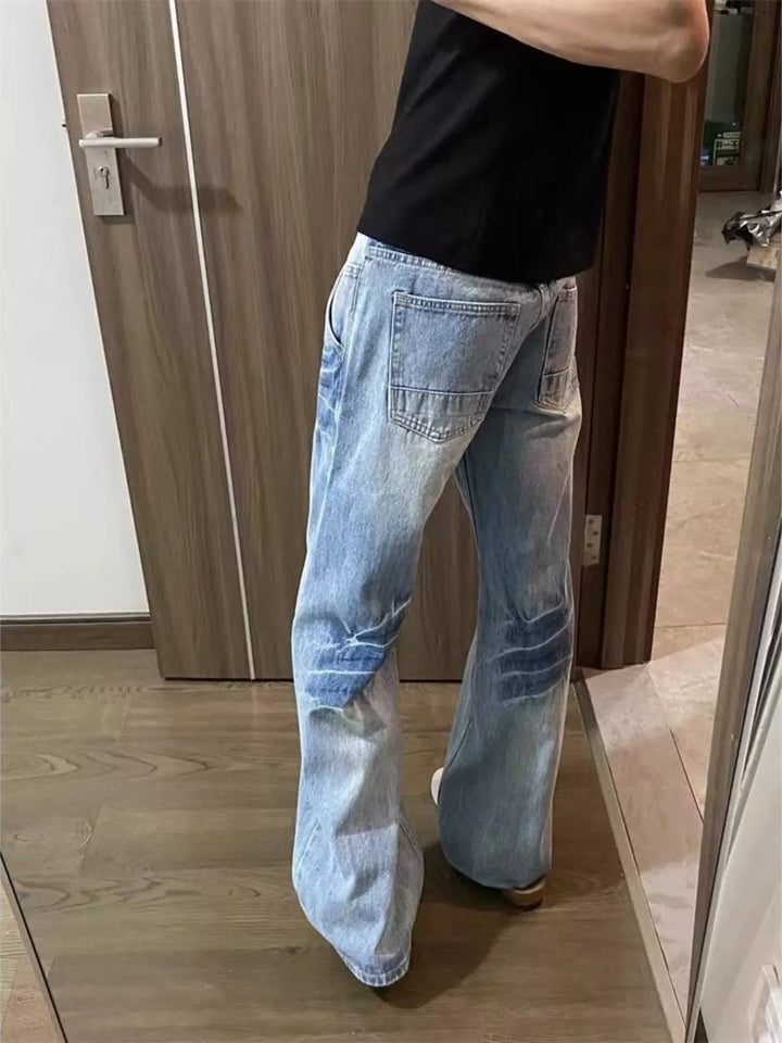 Men's Plus Size Vintage Wash Wide Leg Jeans