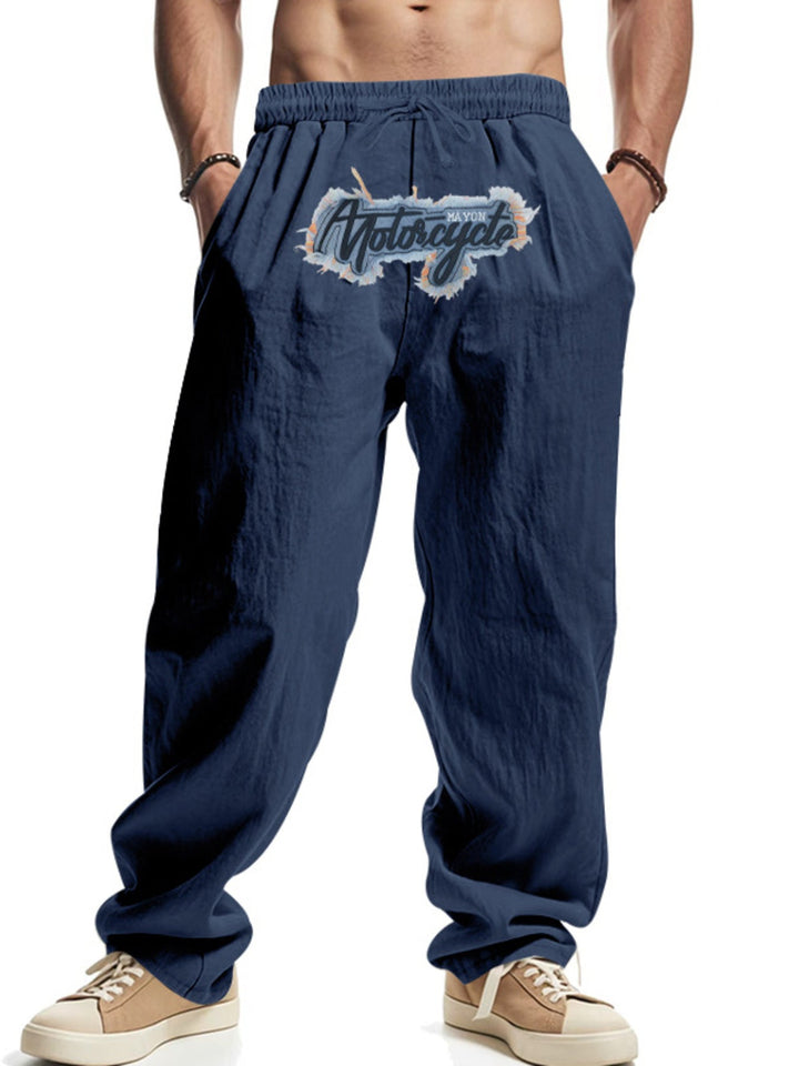 Men's Full Size Drawstring Letter Casual Pants Plus Size