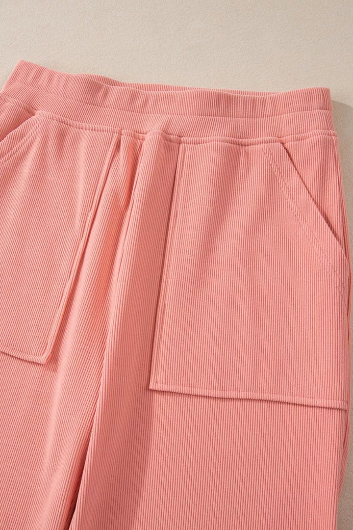 Round Neck Long Sleeve Top and Pants Set