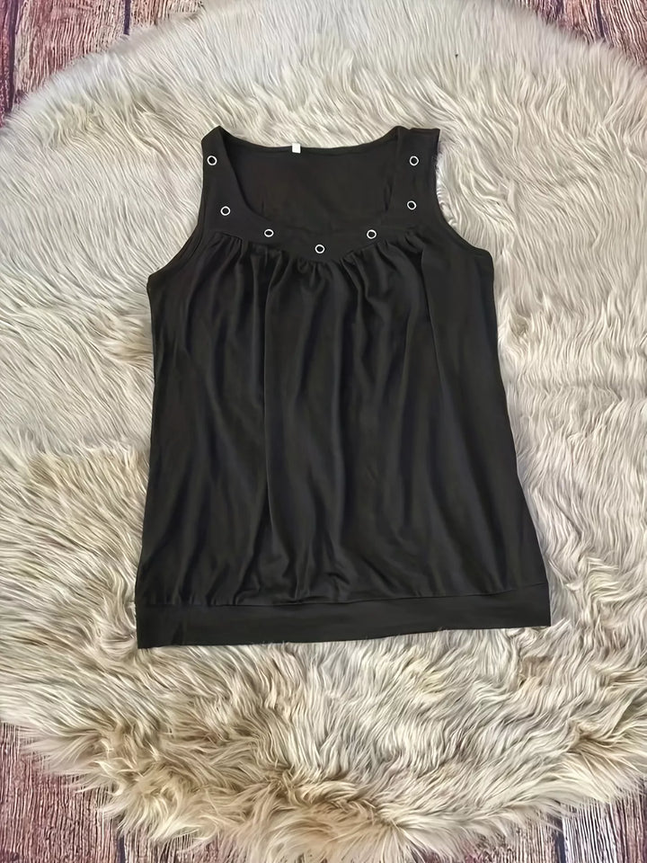 Eyelet Detail Ruched Tank