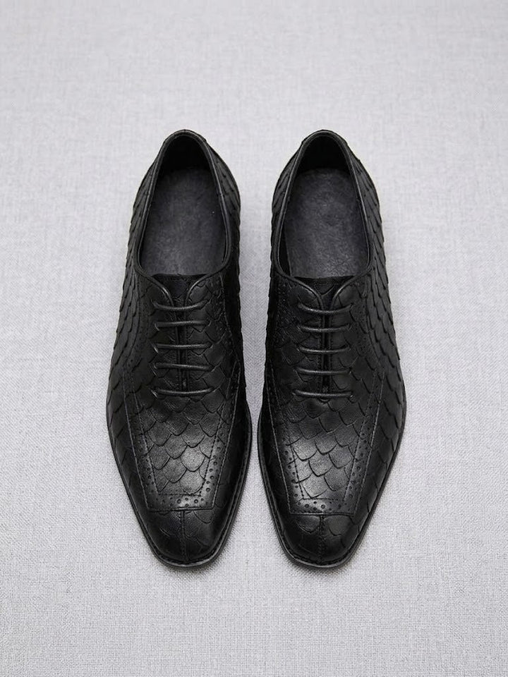 Business Formal Leather Shoes Dragon-scale Pattern Mens British Style